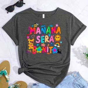 Mañana Será Bonito, Short Sleeve Crew Neck Casual Top Concert Summer & Spring